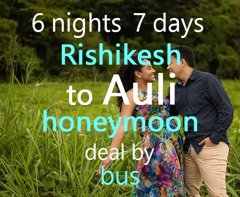 6 nights 7 days rishikesh to auli honeymoon deal by bus